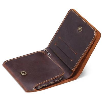 Retro handgemachte echtes Leder Männer Geldbörsen Geldbörse mit Münzfach kurze Reißverschluss Reisebrieftasche männlich