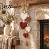 Rustic Wall Decor for Home Wooden Heart Hanging Ornament, Door Hanger with Bow, Pastoral Wood Craft Ornament Tassel, Farmhouse Window Decoration