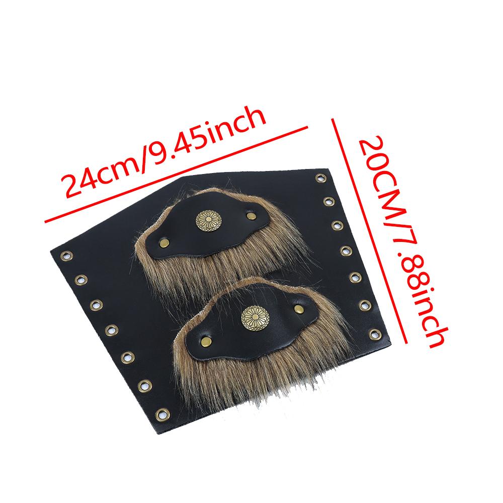 New Medieval Retro Three-strap Adjustable Faux Fur Wrist Guard Knight Costume Accessories Arm Guard COSPLAY Props