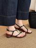 Summer Vacation Style Metal Buckle Thick Heel Toe Sandals Thin Strap Toe Open Toe Wear Cool Slippers Women