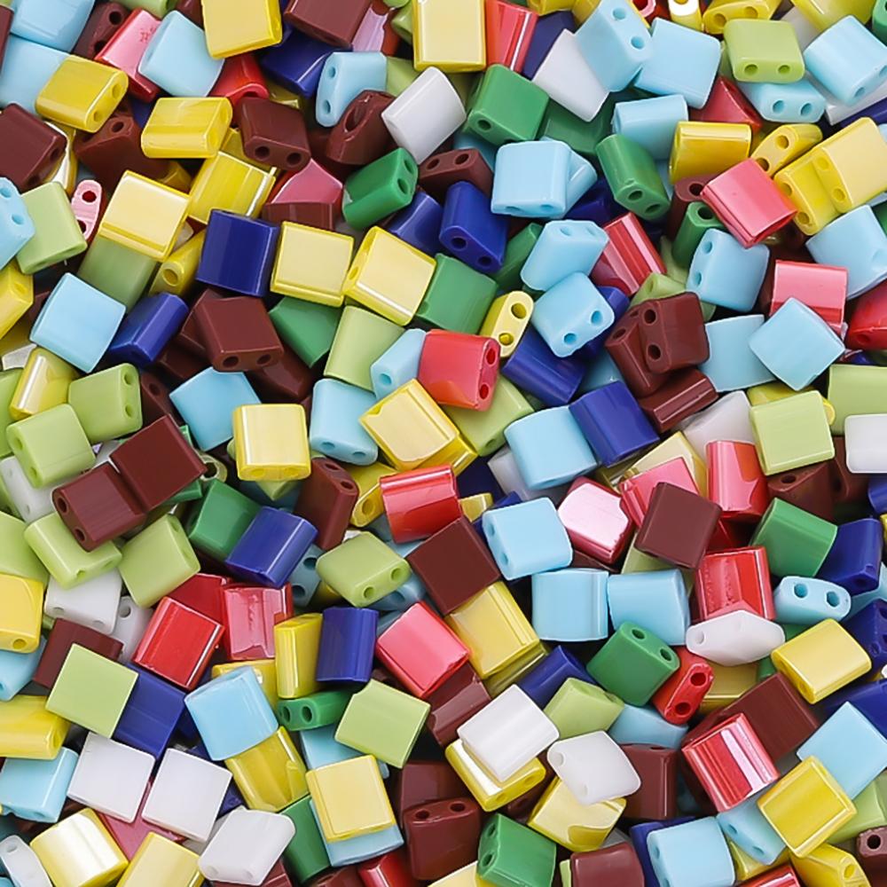 100pcs Double Hole Czech Glass Seed Beads Colored Spacer Loose Beads for DIY Necklace Bracelet Earring Jewelry Making Supplies