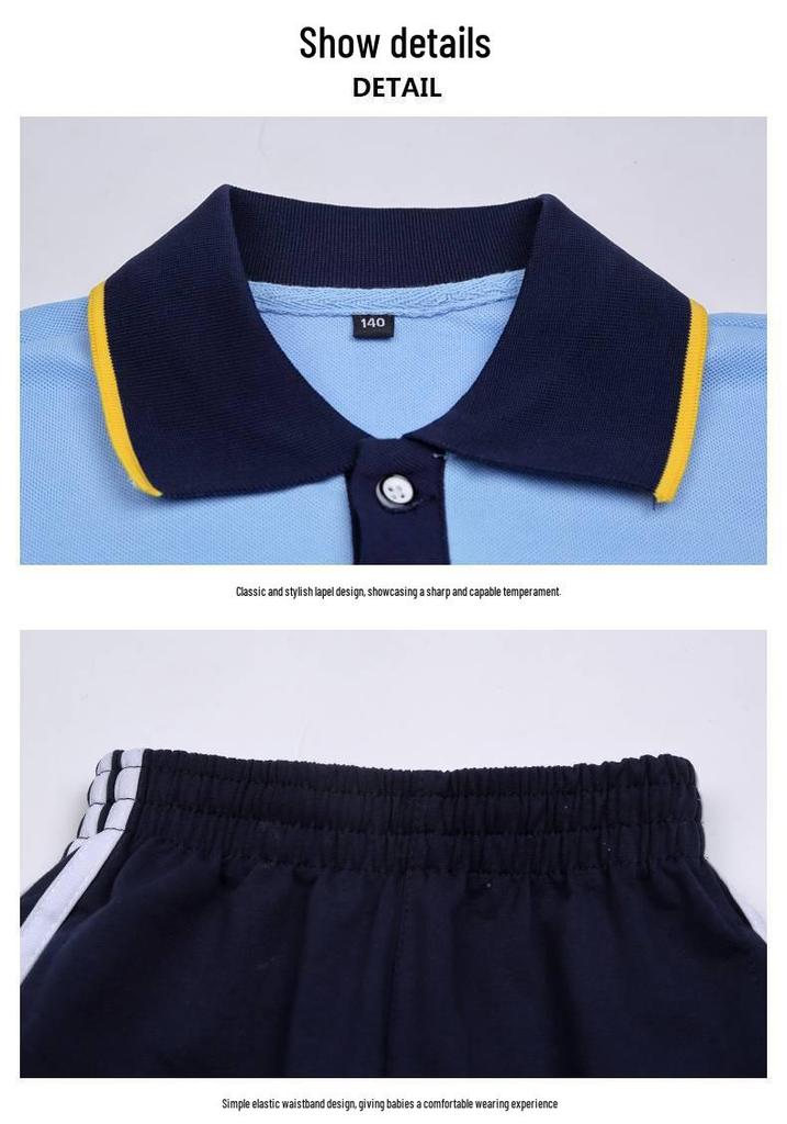 Summer School Uniform Set: Kindergarten To Middle School, Short Sleeve Two-Piece for Sports and Classes