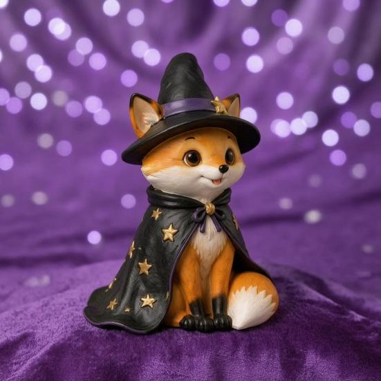 Cute Desktop Decoration Vintage Halloween Wooden Figurine, Rustic Witch Zombie Cat Owl Frog Tabletop Home Shelf Accents Ornament, Farmhouse
