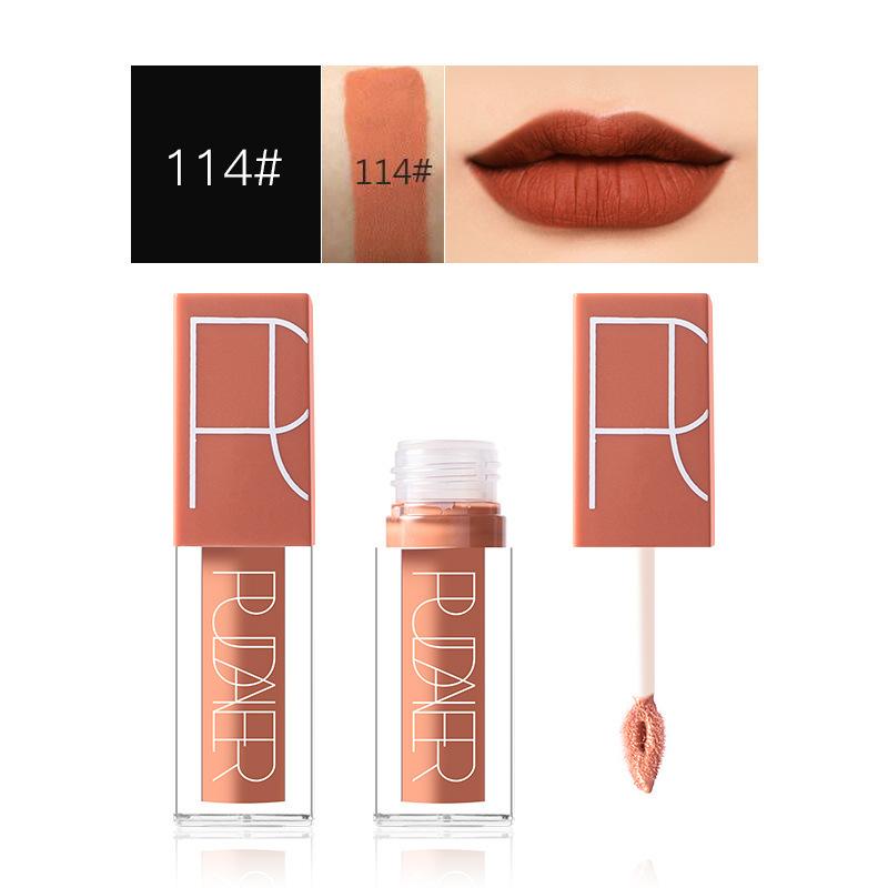 

Pudaier Lip Gloss Nude Makeup Matte Matte Velvet Liquid Lipstick с антипригарным покрытием, пятицветная глазурь для губ 114#