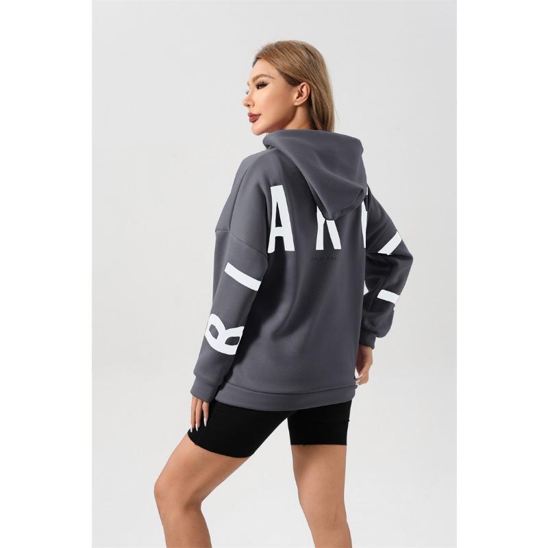 New fashionable printed thickened versatile long-sleeved loose hooded sweatshirt
