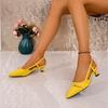 Мода Мода Желтые Босоножки на Высоком Каблуке для Женщин Декор Пряжкой Острый Носок Шлепанцы 2025 Лето Легкие Слингбэки Босоножки на Тонком Каблуке