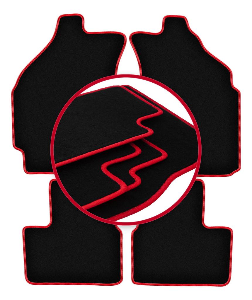 Velvet Carpets with Red Edge For: Daewoo Matiz Hatchback (1997-2007)