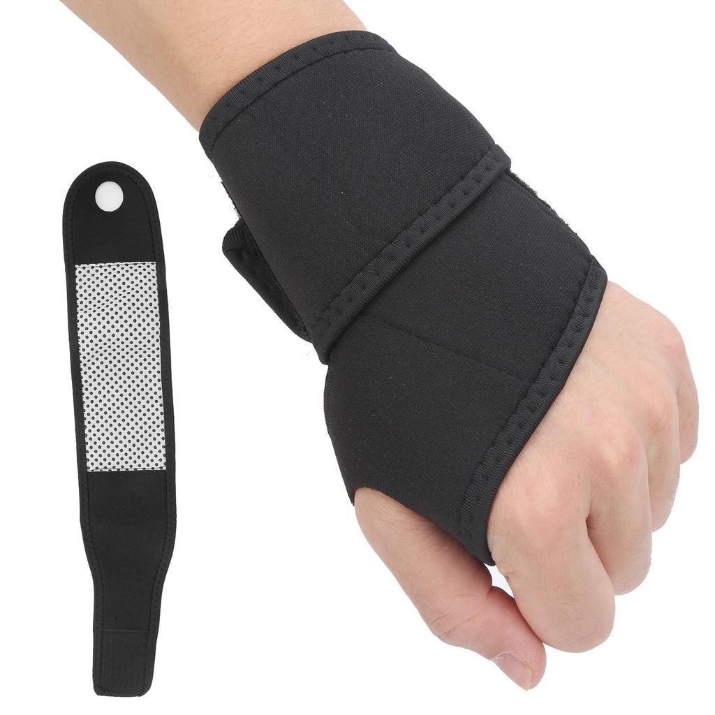 Selfheating Magnet Wrist Support Brace Winter Keep Warm Band Sports Tourmaline Wristband(Full Black )