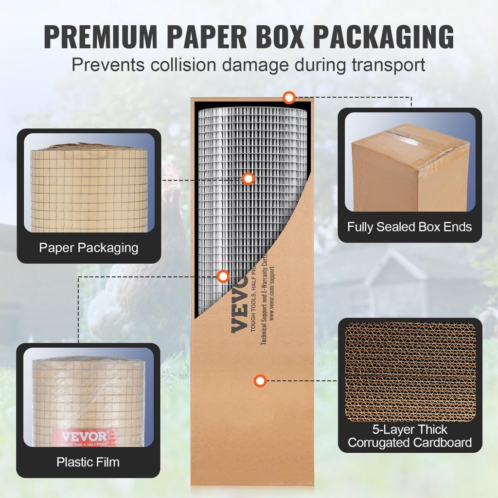 Hardware Cloth, 1/2 inch 24in x 50 ft 19 Gauge, Hot Dipped Galvanized Wire Mesh Roll, Chicken Wire Fencing, Wire Mesh for Rabbit Cages, Garden, Small