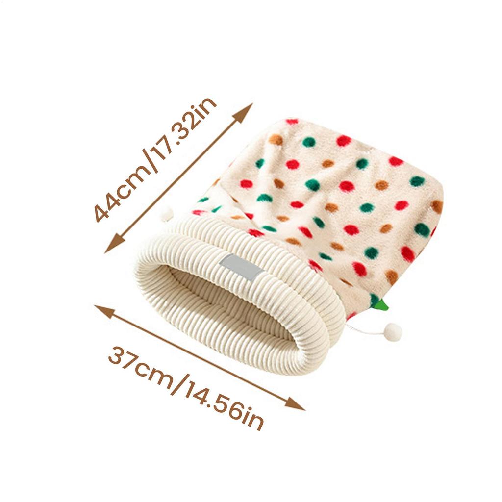 Cat Sleeping Bag Enclosed Warm Thermal Pet Bed Winter Indoor Cat Cave For Home Farmhouse Apartment Bedroom Christmas New Year