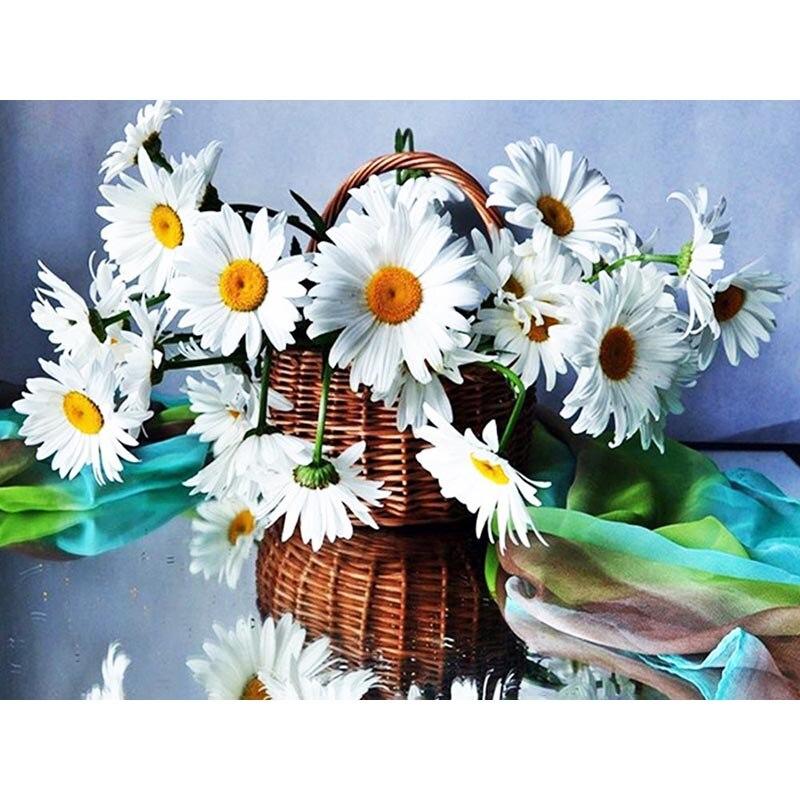 

Новый DIY 5D Алмазная картина Маленький цветок ромашки Алмазная вышивка Полный круглый дрель Мозаика Домашний декор Подарок Full Round 30x40CM