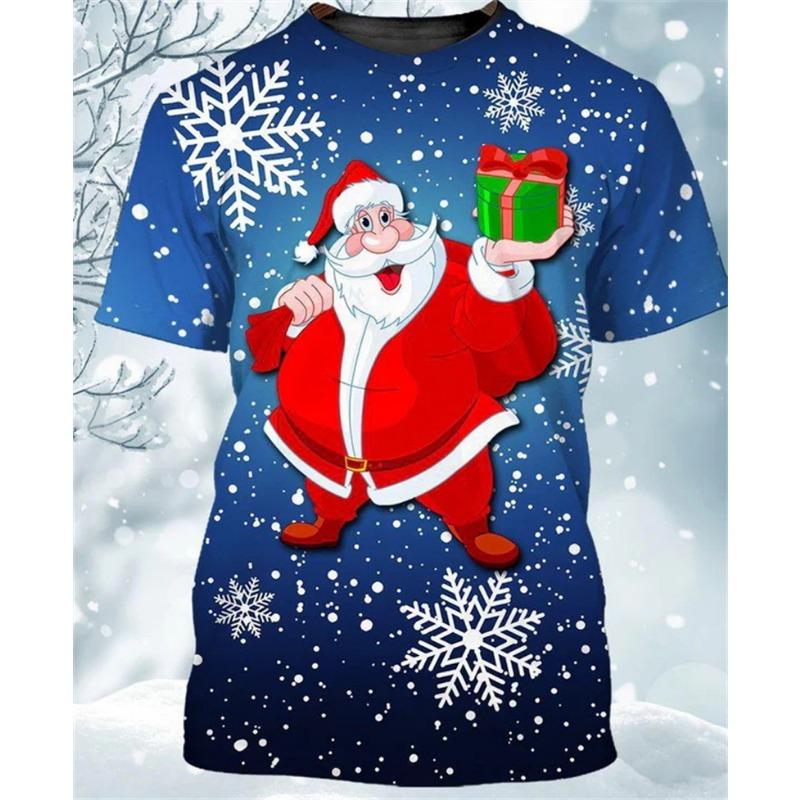 Weihnachten 3D-Druck Weihnachtsmann-Muster T-Shirt Herren Damen Xmas Langarm-T-Shirts Herbstmode Oversize Locker Y2k Herren Oberteile