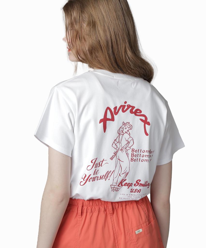AVIREX PINUP GIRL Size T-SHIRT, Women's, M, 030, White, 783-5235604
