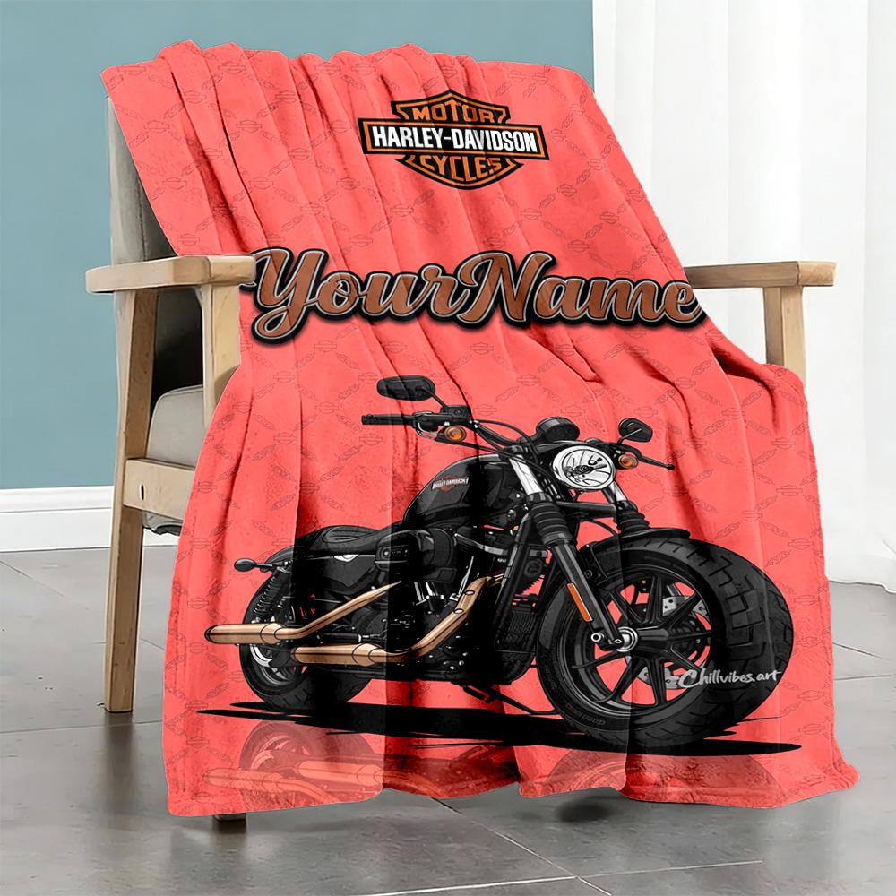 Harley-davidson Motorcycles Customize Text Blanket Gift Personalized Blanket Durable Comfort Suitable for Picnics Home Decor Couch Office Chair