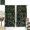 Rustic Farmhouse Forest Blackout Curtains   Vintage Watercolor Green Forest Tree Nature Landscape Window Drapes   for Living Room
