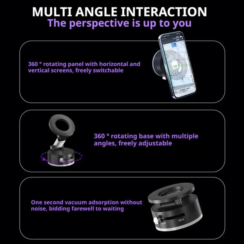 Vacuum Magnetic Suction Cup Folding Swivel Stand Double-sided Suction Cup Strong Magnet Vacuum Suction Cup Mount Car Holder For iPhone/Android