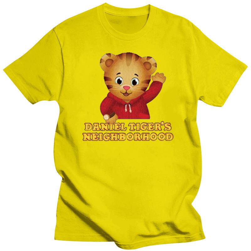 

2023 модные футболки с принтом логотипа, унисекс, футболки Daniel Tiger Neighborhood, черные XL