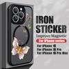 For iPhone 15 14 Pro Max 12 13 Pro 11 Colorful Butterfly Phone Case Magnetic For Magsafe Wireless Charging Acrylic Clear Cover