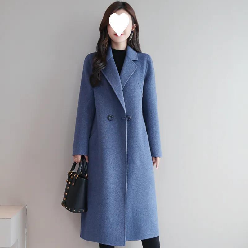 Updated Coat Spring and Autumn Medium and Long Large Size Woolen Korean Version Relaxed Fit Woolen Coat Women