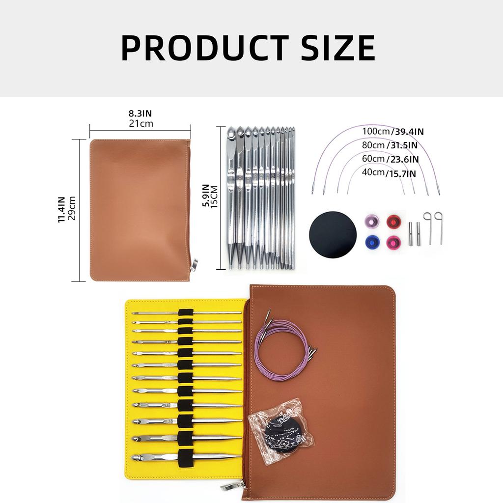 12Pcs Tunisian Crochet Hook Set Tunisian Afghan Knitting Hook Needle 12 Size 3.0mm-10mm Stainless Steel Crochet Hook