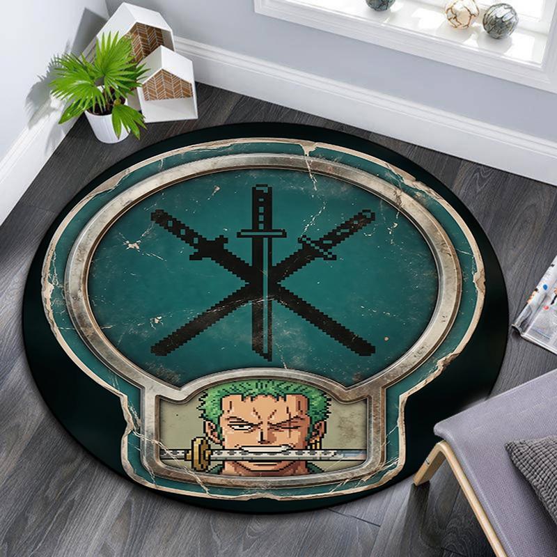 Zoro pattern round rug,Carpet Rug for Living Room Bedroom Playroom ,Non-slip Floor Mat,Holiday Gifts and Birthday Gifts.