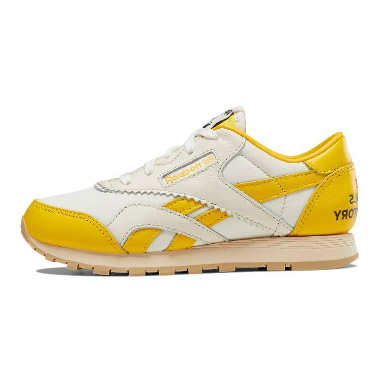 Reebok Classic Nylon Comfortable Versatile Low-Top Kids Running Shoes Kids Running Shoes White Lemon-Yellow EG1468