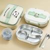 Stainless Steel Leakproof Lunch Box Microwave Safe 2/4/5 Grids with Cutlery Set Panda for Adults Kids for Children School Picnic