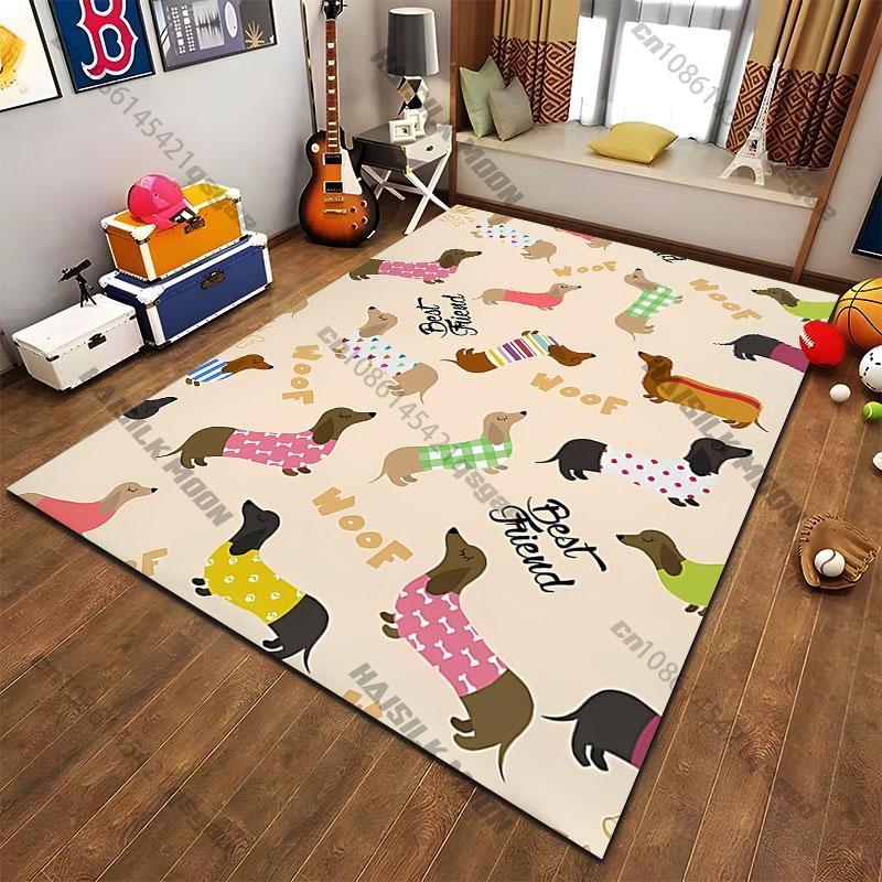 Lindos perros salchicha con disfraces alfombra Yoga sala de estar decoración de habitación alfombra para gatear niños felpudo alfombra de área alfombra de juegos