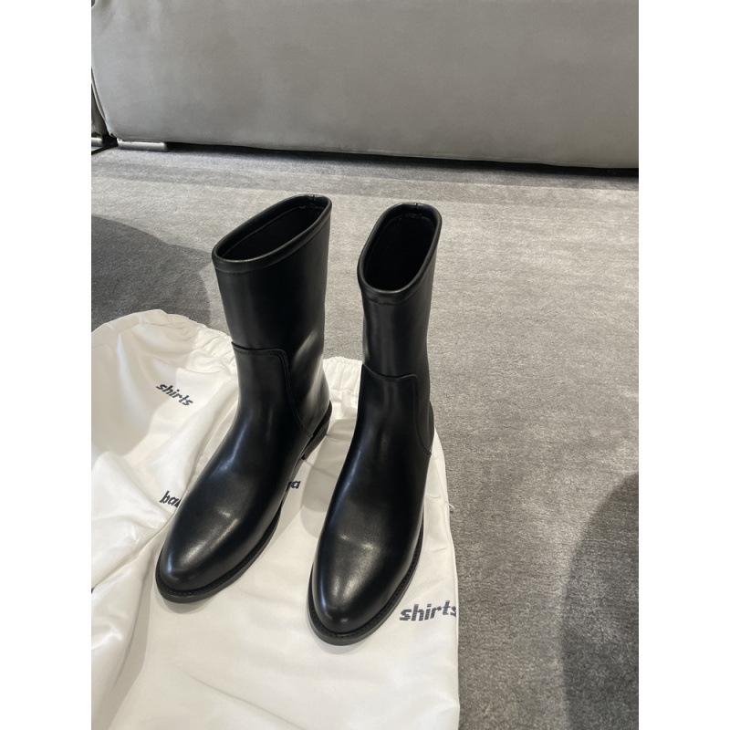 

Sheepskin version~ high-end leather thick-soled medium boots women s winter new wide Martin boots knight locomotive boots short boots 35