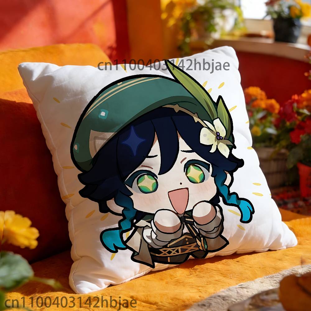 Venti Chibi Pillow Case Print Polyester Fiber 40X40 cm Home Sofa Throw Cushion Cover Decoration