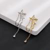 Shiny Cross Stars Tassel Clip Earrings Fake Piercing Ear Cuff Clip-On Earrings Without Hole Clips On Ears Earring Star Cartilage