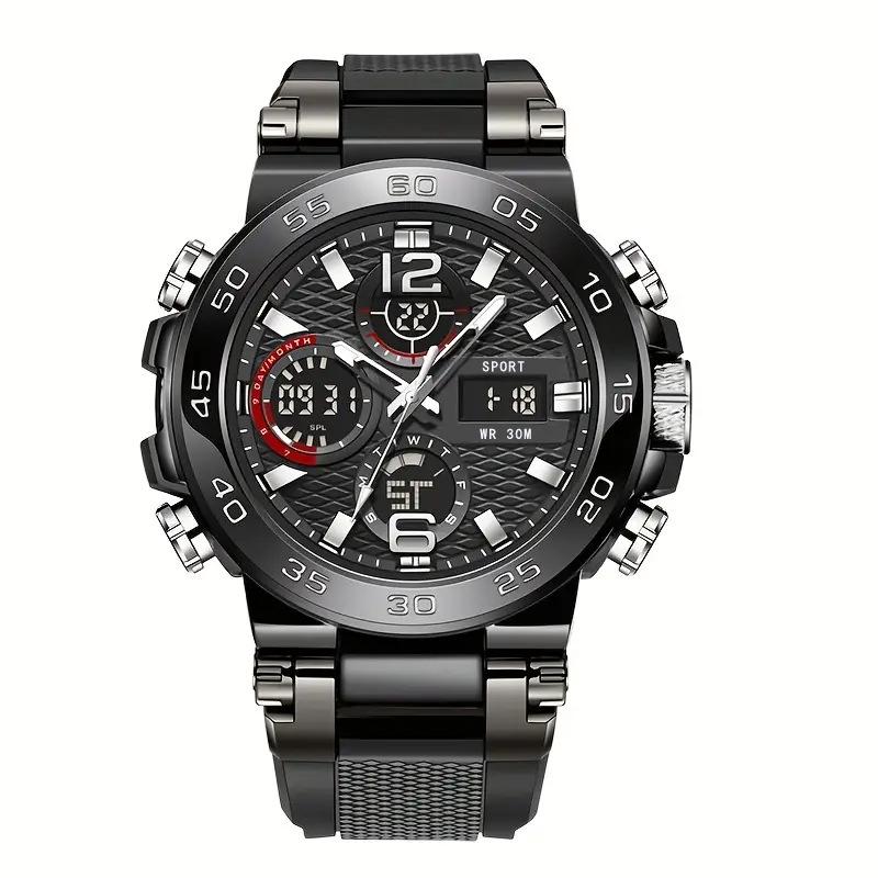 Trendy Waterproof Dual Display Quartz Sports Watch for Junior High