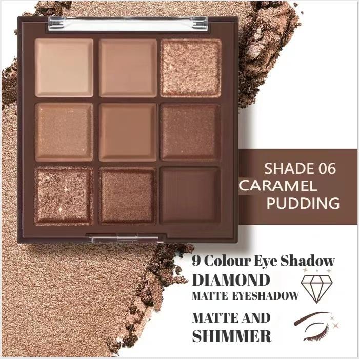 Nine Shades of Eyeshadow paletteMatte Matte Eyeshadow Pearl Eyeshadow Long Lasting Brightening Eyeshadow Palette, Loose Powder Natural Long Lasting