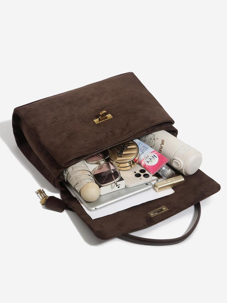 Suede Messenger Tote: Large Commuter Crossbody Handbag for Laptops