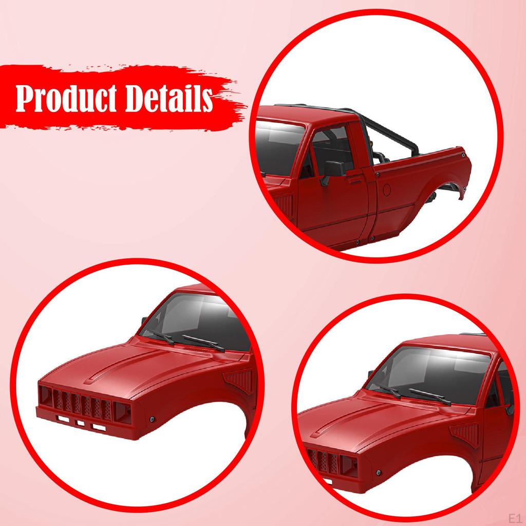 Pickup Hard Assembly RC Crawler Accessory Heavy Duty Construction Sturdy Parts for 1/24 Model Car