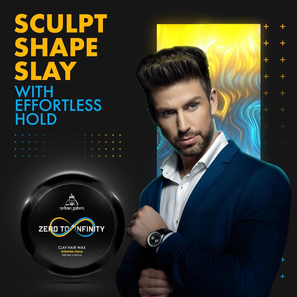 UrbanGabru Clay Hair Wax : Zero to Infinity- Strong Hold | Volume | Hair Style (Hair Wax 100 Gm)
