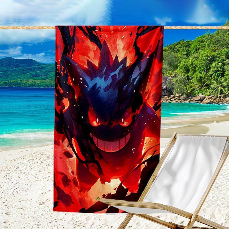Proof Beach Towel with a Pokémon Gengar Pattern - Soft,absorbent,quick-drying,machine Washable - Perfect for Swimming,camping,bathing