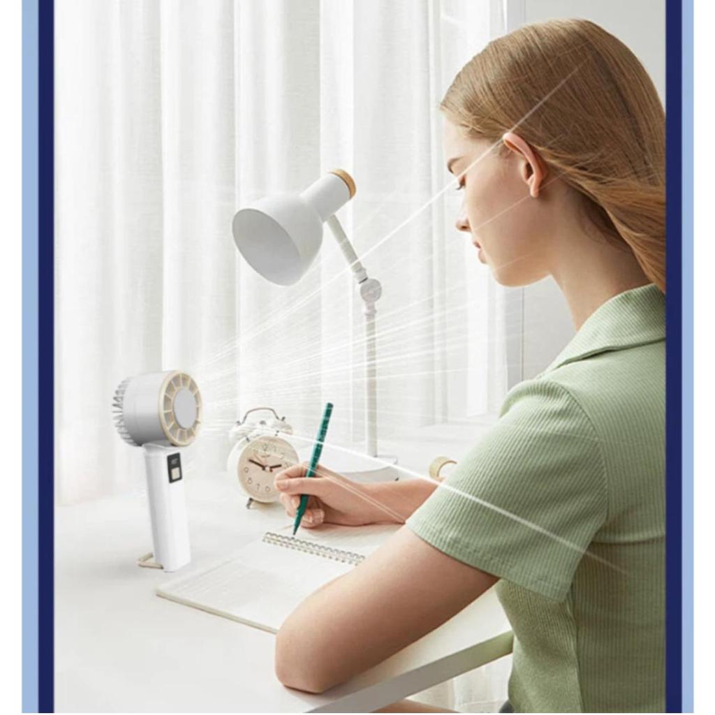 Handheld Mini Fan, USB Rechargeable, Low Noise Portable Fan, Desktop, Long Battery Life, Office Desk Small Cooling Electric Fan, White