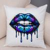 Bold Lip Art Pillowcase Double Print Leopard Pattern Cushion Cover Soft Plush Vibrant Design Pillow Case for Sofa Home Car