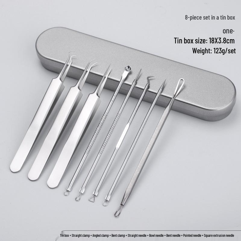 Stainless Steel Ultra-Sharp Blackhead & Acne Extractor Tweezers Set