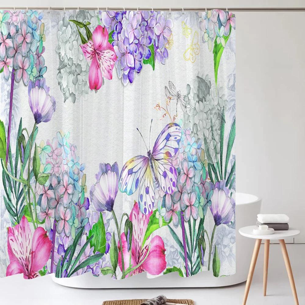 Shower Curtain Nordic Style Fresh Plant Flower Leaf 3D Printing Shower Curtains Polyester Waterproof Home Decor Curtain 180x180