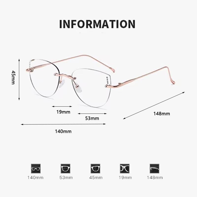Xiaomi Gafas sin montura ultraligeras para mujer Cambio de color de la montura Gafas para miopía Montura de gafas de moda tipo ojo de gato Gafas 9923