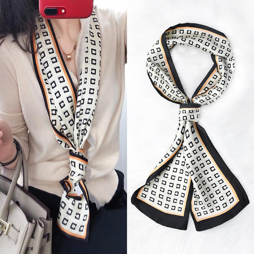 Luxury Design Horse Print Silk Sexy Scarf Women Soft Satin Hairband Neckerchief Office Hijab Headband Foulard Gift
