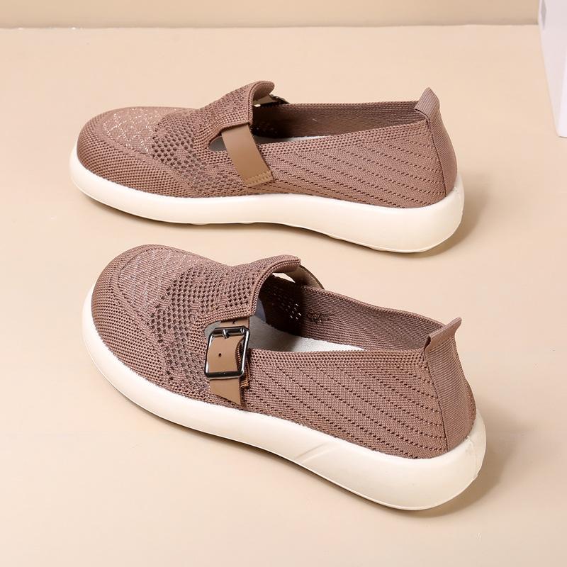 Cloth shoes women's single shoes flying woven surface comfortable and breathable leap month mother shoes platform bottomBoken medium grandmother shoes