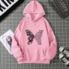 Rose Butterfly Impossible Letter Graphic Print Women Sweatshirt Fashion Warm Hooded Loose Casual Hoodies Fleece Soft Clothing