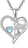 TANGPOET 925 Sterling Silver Guardian Angel Necklace Heart Pendant Jewelry Gift for Women Girls with Gift Box
