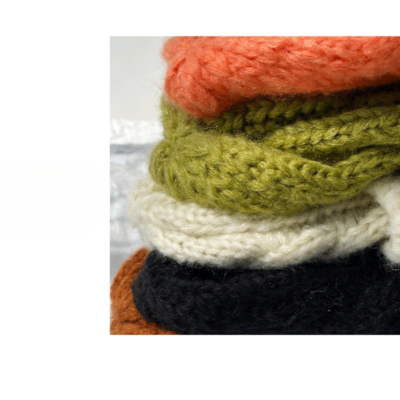 Women's Thick Knitted Wool Hat In Autumn and Winter Versatile Big Head Circumference Green Ins Trendy Face Small Ins Style