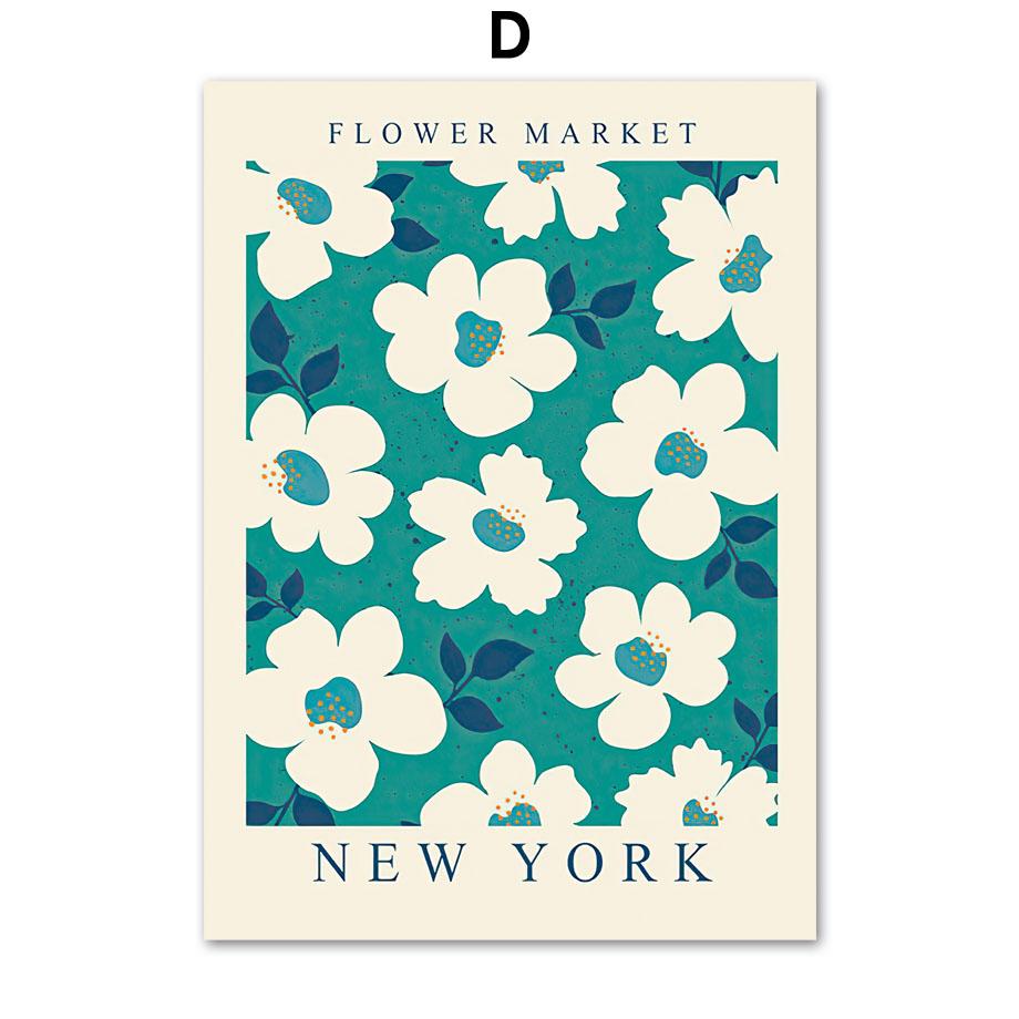 Flower Market Poster Paris London New York Botanical Floral Drawing Wall Art Print Canvas Painting Modern Living Room Home Decor