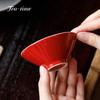 Hand Painted Double-Line Ceramic Tea Cup Bag Hat Cup Forbidden City Red Porcelain Cups Jianzhan Teacups Tool Beautiful Puer Bowl