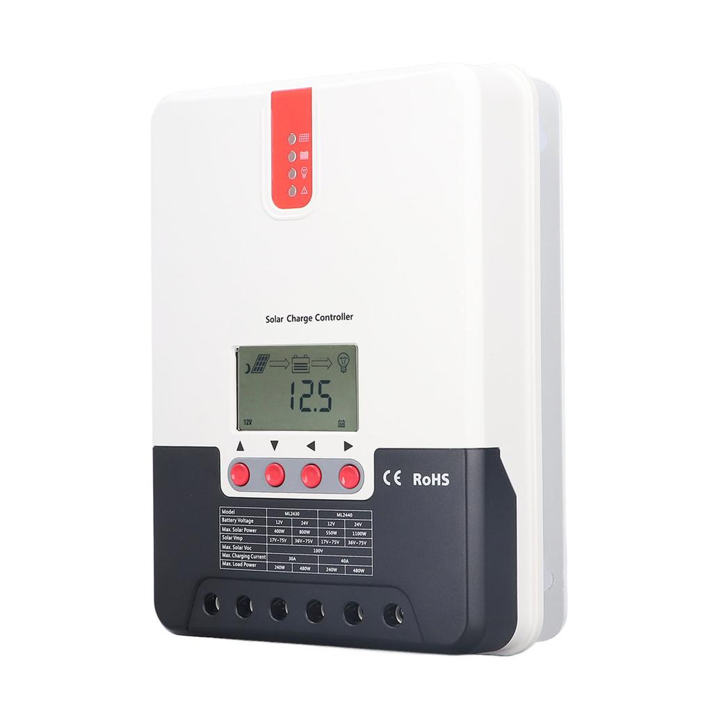 MPPT Solar Charging Controller 12V/24V 40A IP32 Waterproof Fast Response for RVs Home Yachts